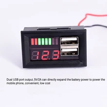 Led display digital voltímetro mini medidor de tensão bateria testador painel duplo usb 5v 2a saída para dc 12v carros motocicletas veículos