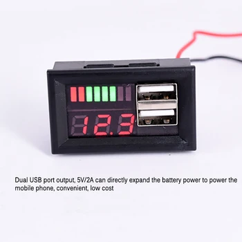 

LED Digital Display Voltmeter Mini Voltage Meter Battery Tester Panel Dual USB 5V 2A Output for DC 12V Cars Motorcycles Vehicles