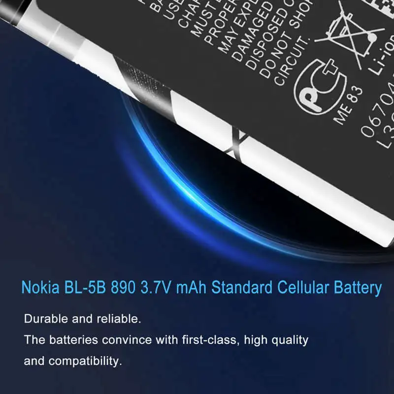 Топ 3,7 V 890Mah Bl-5B Bl5B аккумуляторная батарея для Nokia N90 3230 5300 5070 6121 6080 Li-On Батареи