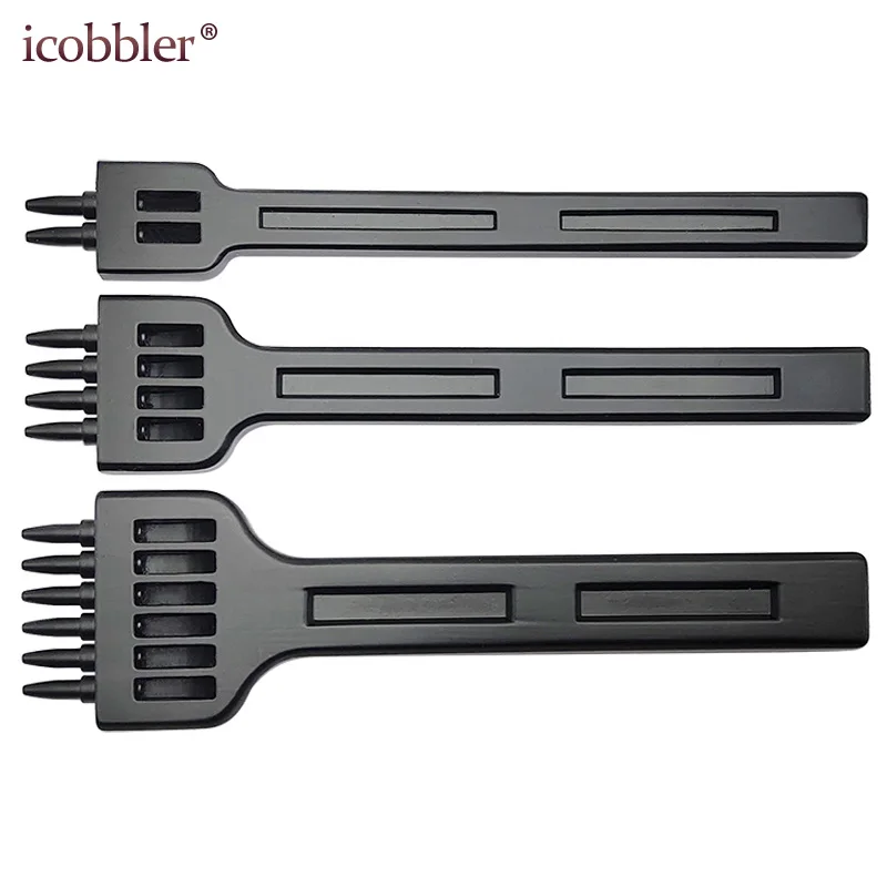 Round hole punch row prong stitching cutter leather craft tool 4mm 2/4/6 holes