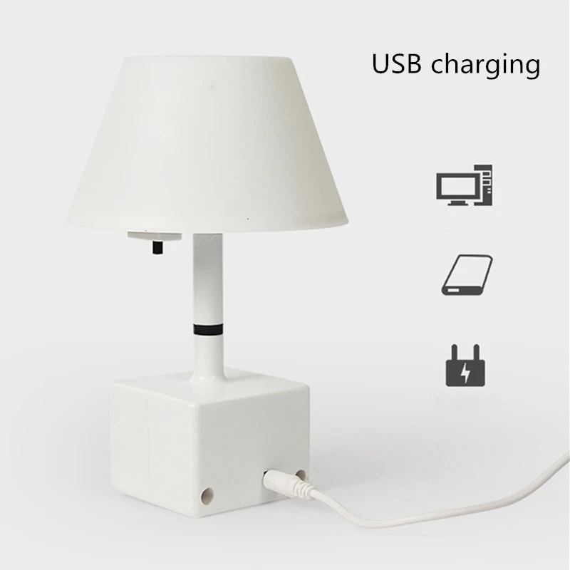  LED Remote Control Desk Lamp USB Charging with Clock Warm White Light Table Lamp Dimmable Bedroom B