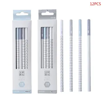 

12pcs 2B Wooden Pencils Sketching Pencil Black Core Nontoxic School Stationery