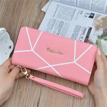

New Fashion Design Lady Purse Geometric Pattern Wallets Large Capacity Zipper Wallet Korean Style Clutch Bag Card Holder.