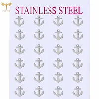 12 Pairs Lot Wholesale Earrings Anchor Stud Earrings Set Ear Lobe Piercing Ring Stainless Steel Jewelry Men Women Accessories 1