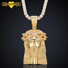 Nieuwe Hip Hop Grote Jesus Hanger Ketting Voor mannen Sieraden Met Touw Cubaanse Tennis Chain Goud Zilver Cubic zirkoon Met Gift(China)