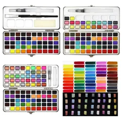 50 Colors/ 72 Colors/90 Colors/Concentrated Solid Watercolor Paint Set Portable Sketch Painting Watercolor Painting Supplies