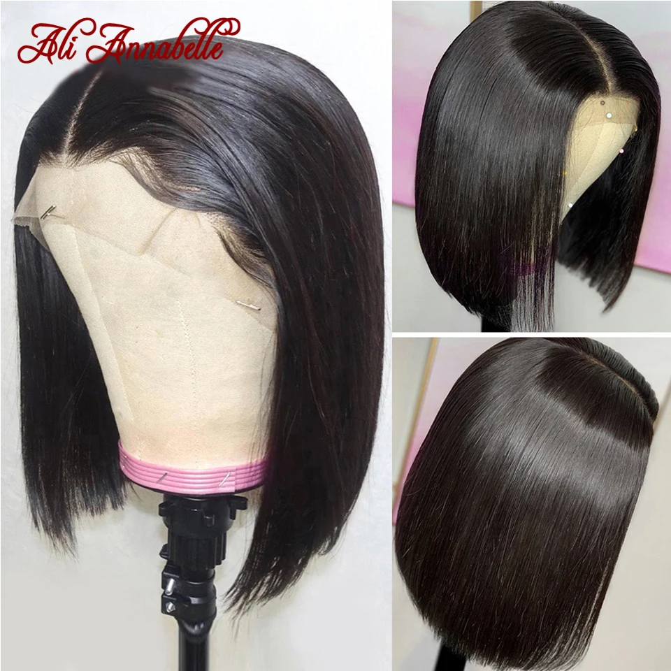 Bob Wigs Human-Hair-Wigs Lace-Frontal 1b/613 Short 613-Blonde Ombre 13x4 with 99J 