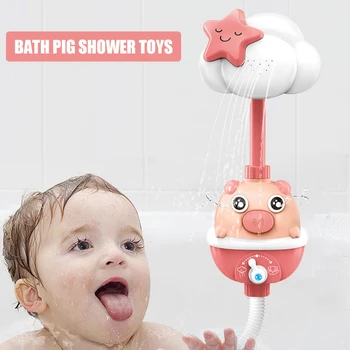 

Baby Shower Bath Toys Kids Electric Funny Cartoon Pig Sucker Water Faucet Spray Children Portable Interactive Present
