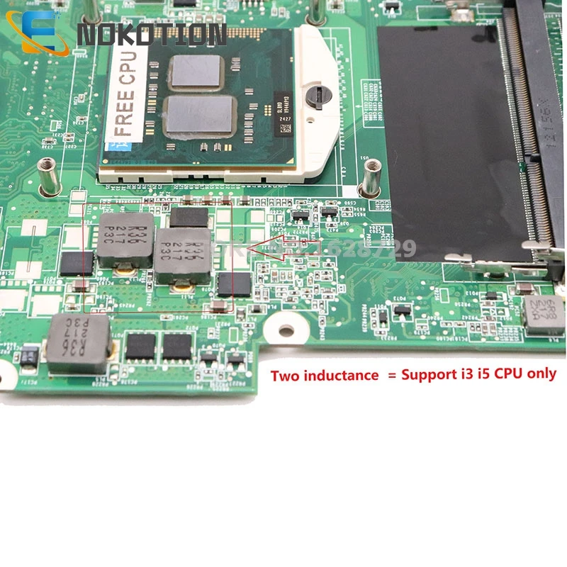 NOKOTION для lenovo Ideapad Y560 Материнская плата ноутбука DAKL3AMB8G1 DAKL3AMB8D0 DAKL3AMB8E0 DDR3 HD5650M 1 ГБ GPU бесплатно I5 процессор