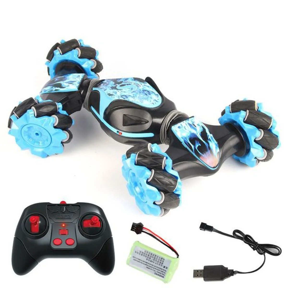 Handle remote blue New RC Stunt Gesture Sensing Twisting Off-Road Vehicle Light Music Car Toy for Kids - Цвет: Handle remote blue