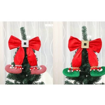 

Elf Feet Hanging Christmas Tree Bow Elf Boots Pendant Hotel Atmosphere Layout New Year Party Scene Layout