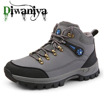 

Waterproof Hiking Shoes For Men Leather Mountain Climbing Shoes Fluff Outdoor Trekking Shoes Breathable Sneakers Hunting Boots