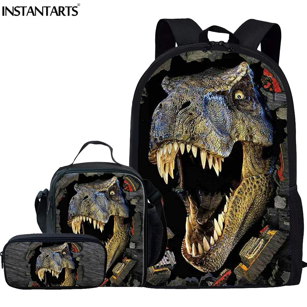 

INSTANTARTS Cool Tyrannosaurus Pattern Bags Unique School Bag for Teenage Boy Ancient Animal Dinosaur Bookbags Student Backpack