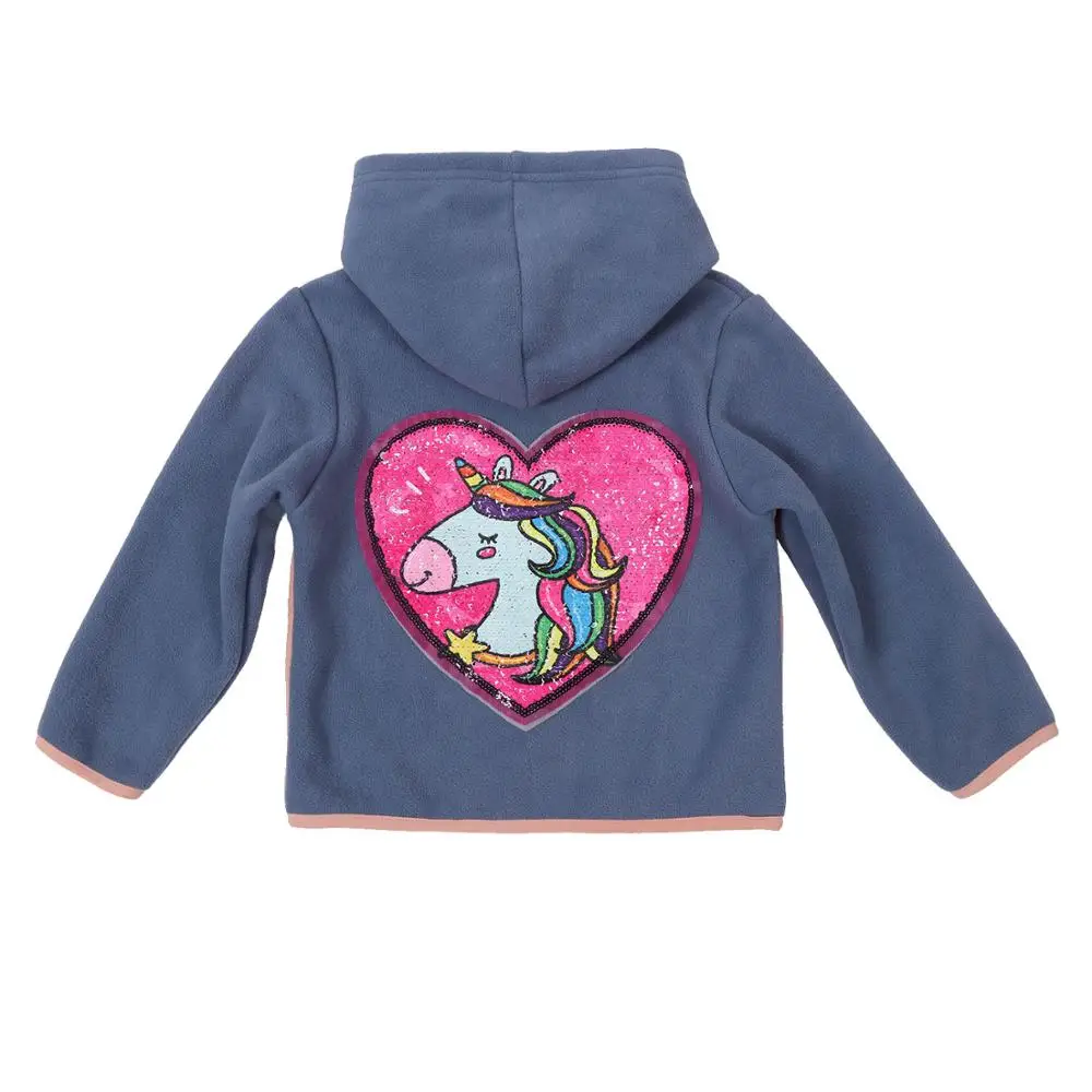 Girls Fleece Jacket Autumn Winter Outwearing Clothing Sequin Picture New Fashion Zipper Hoodie Blue Pink | Детская одежда и обувь