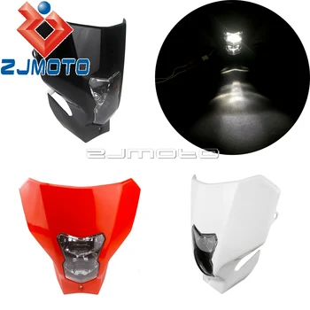 

Universal Red Motorcycle Dirt Bike LED Headlamp Mask For Honda CRF450L CRF450XR 2019-2020 Enduro High Low Beam Headlight Fairing