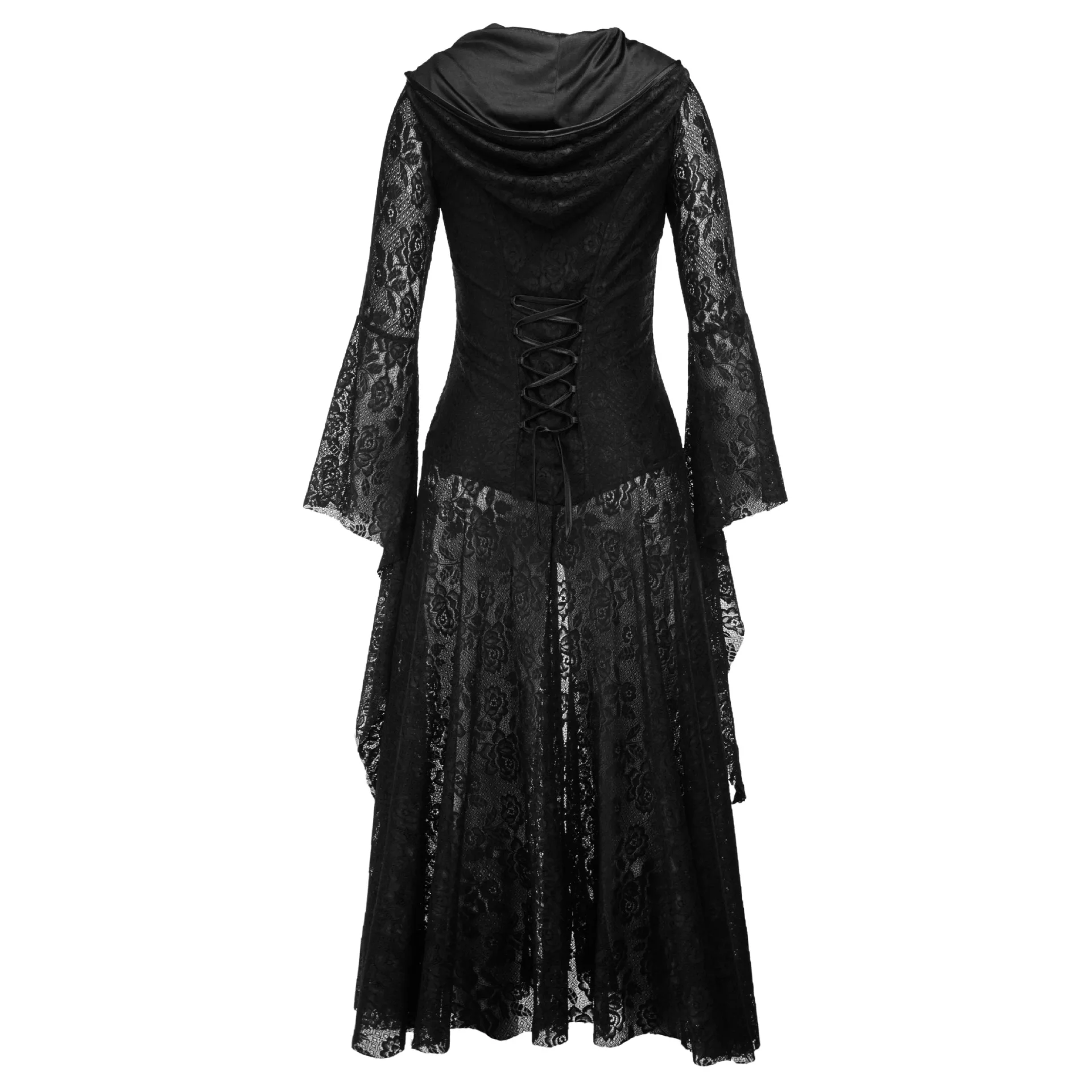 New Adult Women Retro Cosplay Dress Ladies Medieval Costume Black Gown Clothing Vintage Gothic Renaissance Outfit S-XL