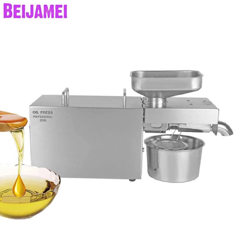 BEIJAMEI автоматический пресс холодного отжима масла машина 110V 220V промышленного масла холодный пресс, семена подсолнечника, арахиса льняное масло экстрактор