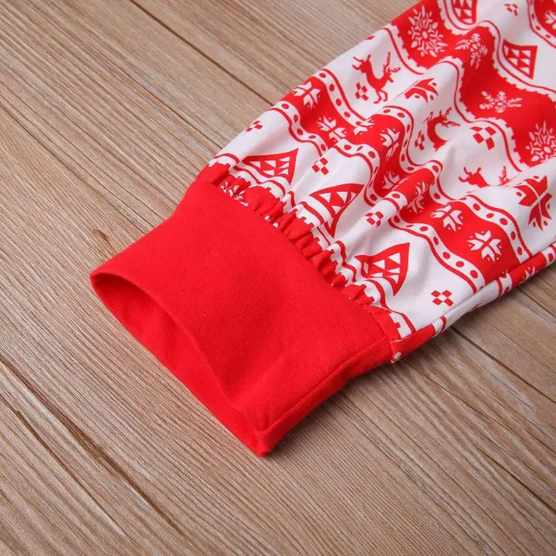 2pcs Clothes Set Parent-child Pajamas Christmas Elk Print Round Collar Cotton Warm Long Sleeve Loose Version Sleepwear