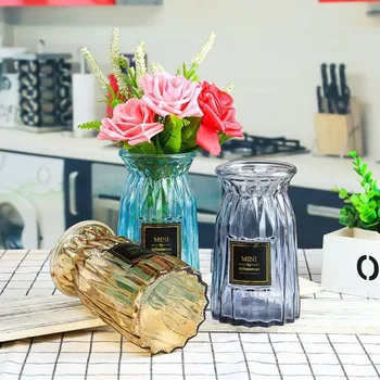 

Nordic Glass flower vase Living Room Table Decoration Water Hydroponics artificial Flower Vase Watertight Pot