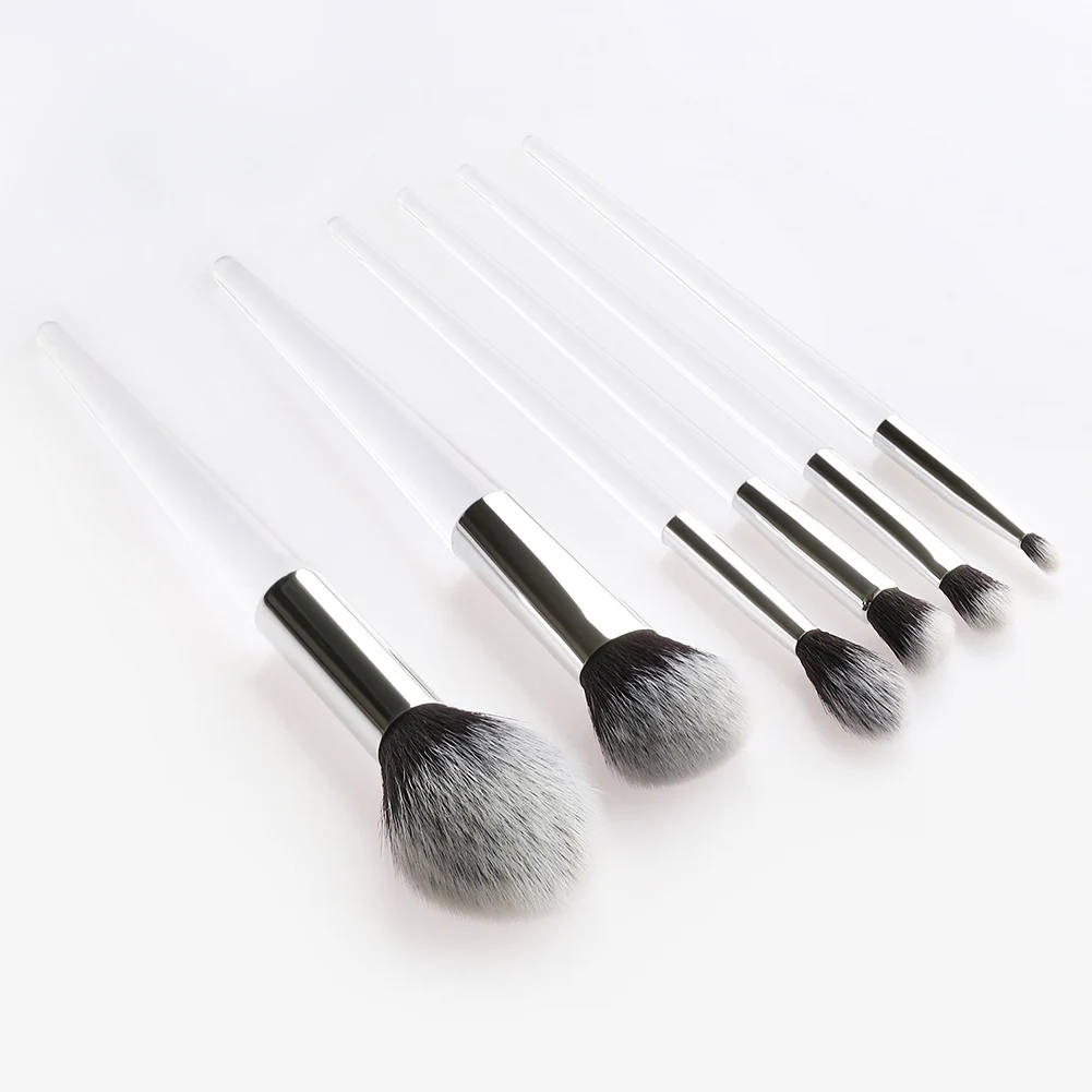 6pcs Makeup Brushes Cosmetic Brushes with White Handle for Foundation Powder Blush Concealers Eye Shadows Kit MH88