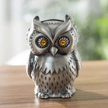 Vintage Piggy Bank Locomotive Loco Railway Alloy Owl Money Box Train Engraving Kids Birthday Party Gift Favors 1pcs