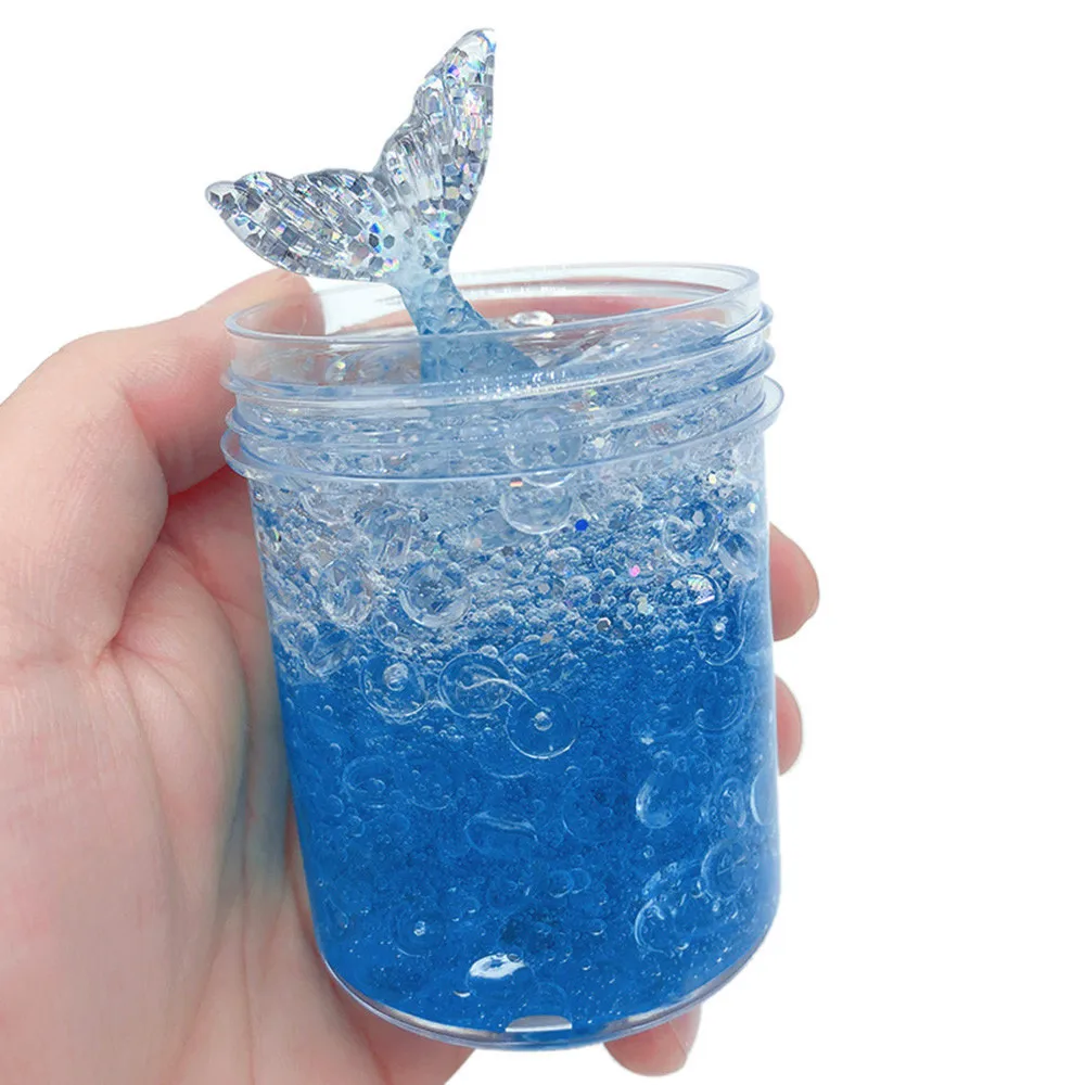 Fish tail tid Mud Mixing Cloud Slime Scented Stress Kids Clay Toys Soft Slime Clear Crystal Plasticine Mud #B
