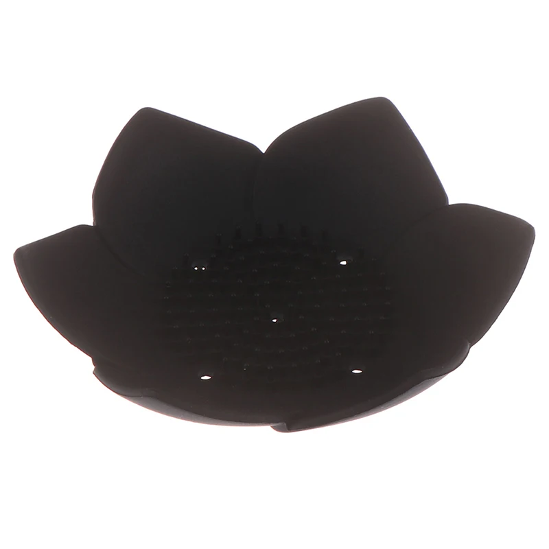 Черный 1pc Silicone Draining Soap Dish Soap Box Plate Lotus Shape Holder Portable Soap Dishes anti-skid soap tray Bathroom Accessories - Цвет: Черный