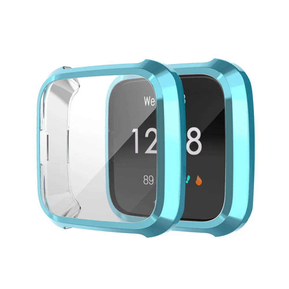 8 цветов, мягкий чехол для часов из ТПУ, защитная оболочка для экрана, аксессуары для часов Smartwatch для Fitbit Versa Lite Band - Цвет: Синий