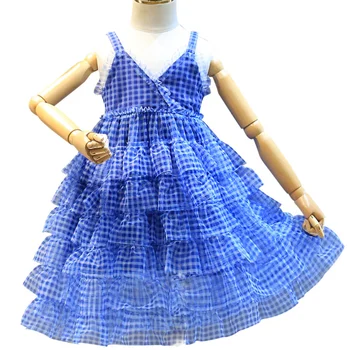 

2020 summer baby girl mesh strap ball gown dress kids children sleeveless layered princess dress