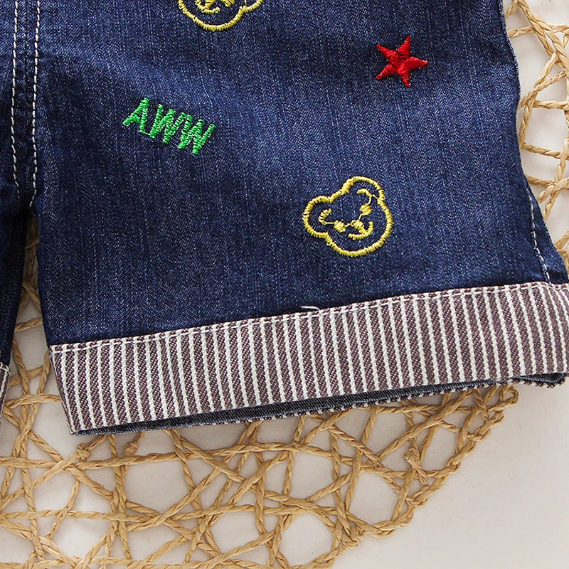 DIIMUU Summer 1-3Y Child Kids Baby Boys Denim Pants Infant Children Boy Short Overalls Clothing Kid Casual Cartoon Print Bottoms