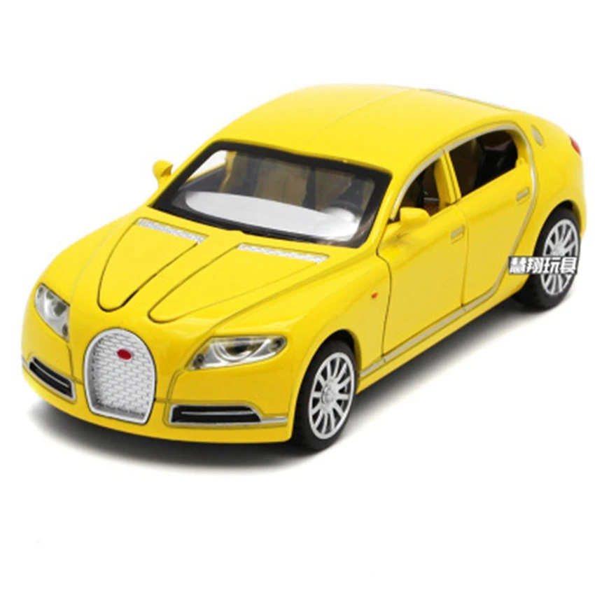 1:32 Bugatti, модель автомобиля из сплава, новинка, модель купе, светильник, музыкальная вытяжка, шестидверная детская игрушка, модный подарок на день рождения
