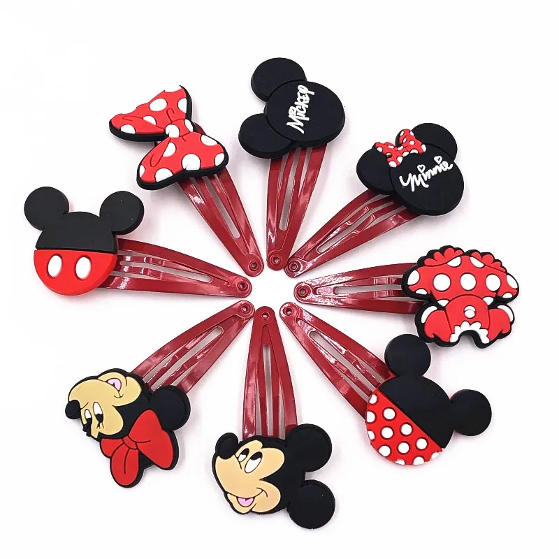 8PCS New Arrival Cartoon PVC Hair Pins Cute Elsa Ariel Princess Mickey Minnie Clips Animal Poni Head Wear Decoration | Детская одежда и