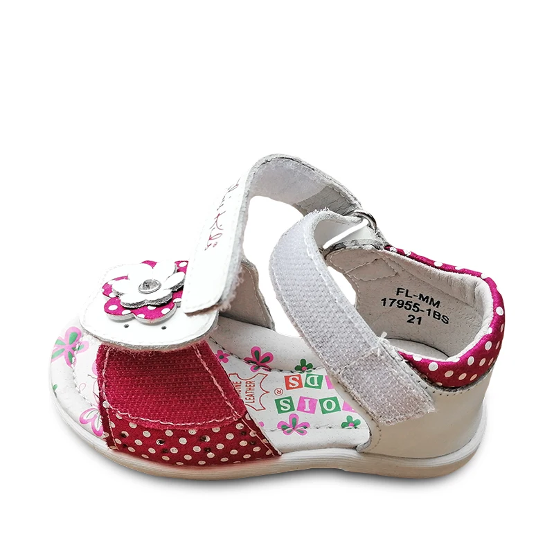 Новинка; летняя ортопедическая обувь из натуральной кожи с цветочным узором для девочек; детские сандалии; 1 пара
