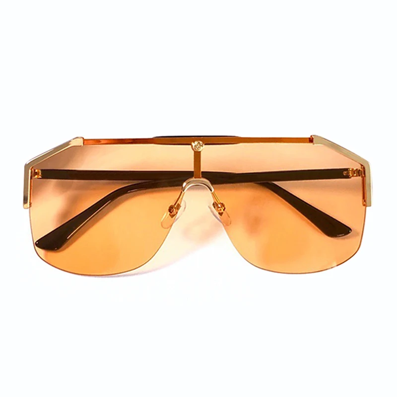 No.5 sunglasses Большие солнцезащитные очки без оправы для мужчин и женщин, цельные линзы, женские солнцезащитные очки UV400 - Цвет линз: No.5 sunglasses