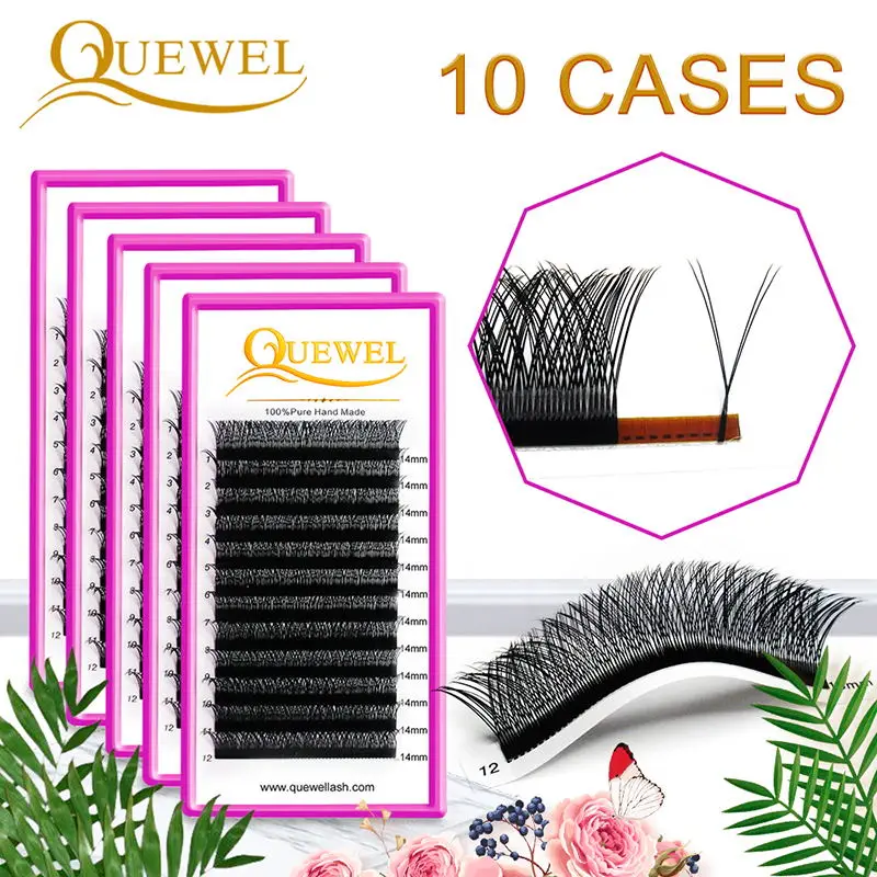 

Quewel Y Shape Eyelashes Extensions 10 Boxes Double Tip 0.07mm B/C/D Lash Thick Natural Y Style Grafting Eyelash Extensions