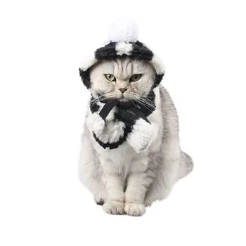 

Winter Warm Dogs Hats Knitted Pet Hat Scarf Set Funny Cosplay Pet Dog Cap For Chihuahua Puppy Pets Accessories