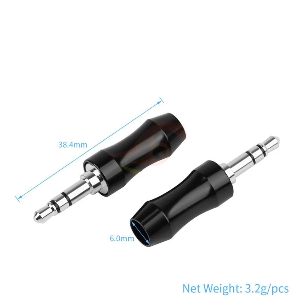 3 5MM Jack Rhodium Plating Copper Headphone Adapter 3 5mm 3 Pole Stereo Earphone Plugs Soldering Metal HiFi Audio Connector
