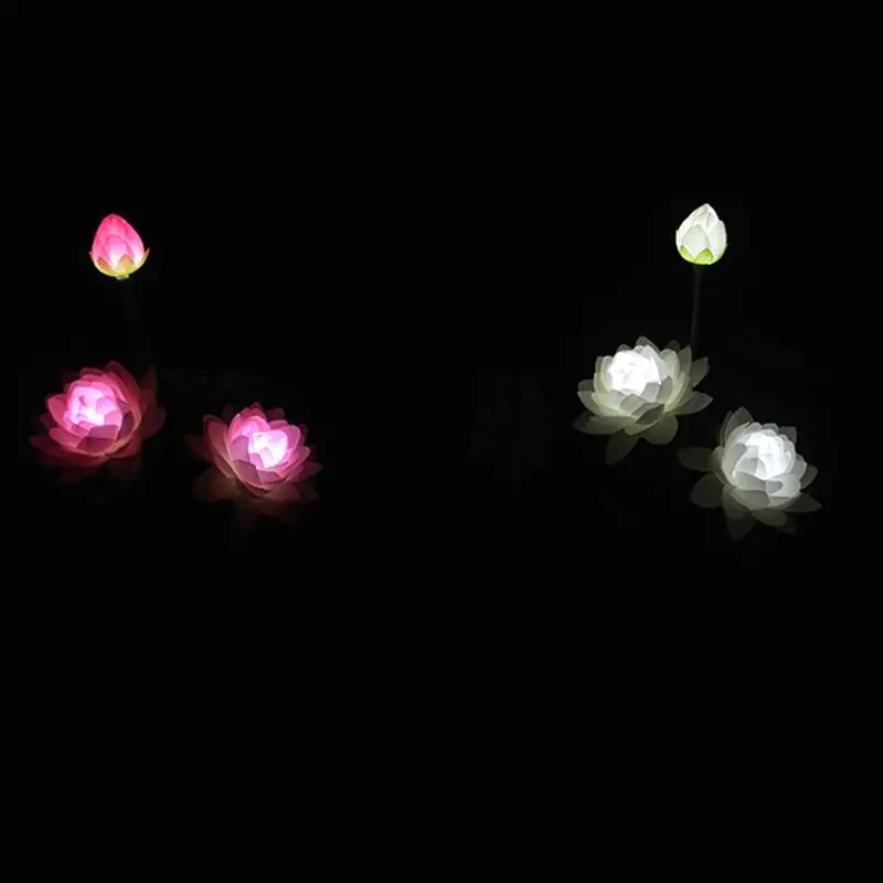 2 Pcs Solar Powered Lawn Lamp 3 Branches Artificial Lotus Light LED Ground Plug Light Garden Yard Patio Decoration Night Lamp