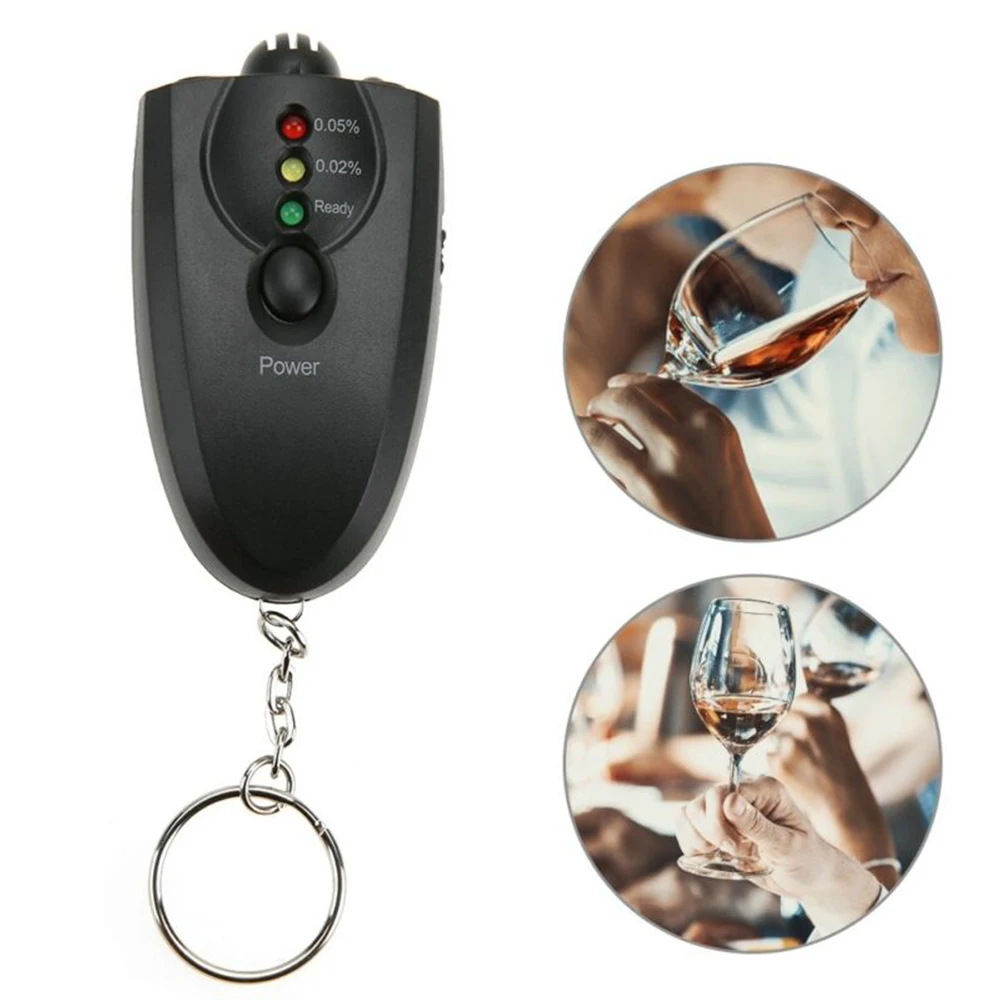 1pc Car Portable Alcohol Breath Tester Analyzer Detector Test Keychain MINI Breathalyzer LED Light display blood alcohol content