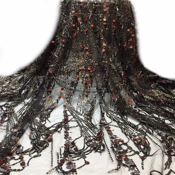 

African Lace Fabric with 3d Sequins French Lace fabric High Quality Sequins Lace Fabric for African Bridal Lace Dress x14-7