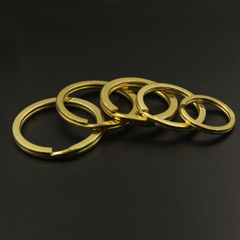 Solid Brass Split Rings Double Loop Key Ring 15-38mm DIY Leather Craft Hardware 