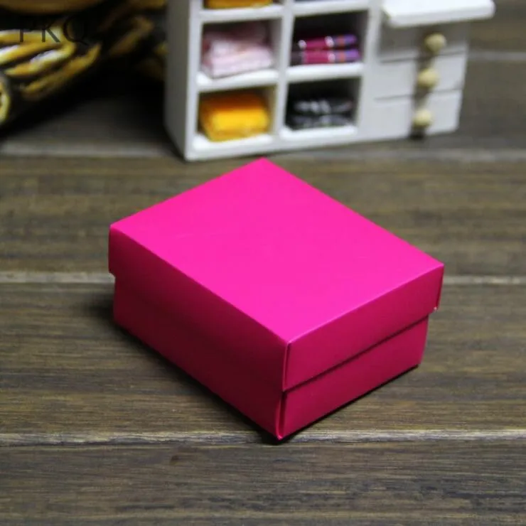 50pcs Kraft paper gift packaging box blue rose red blank carton gift paper box with lid carton cardboard box