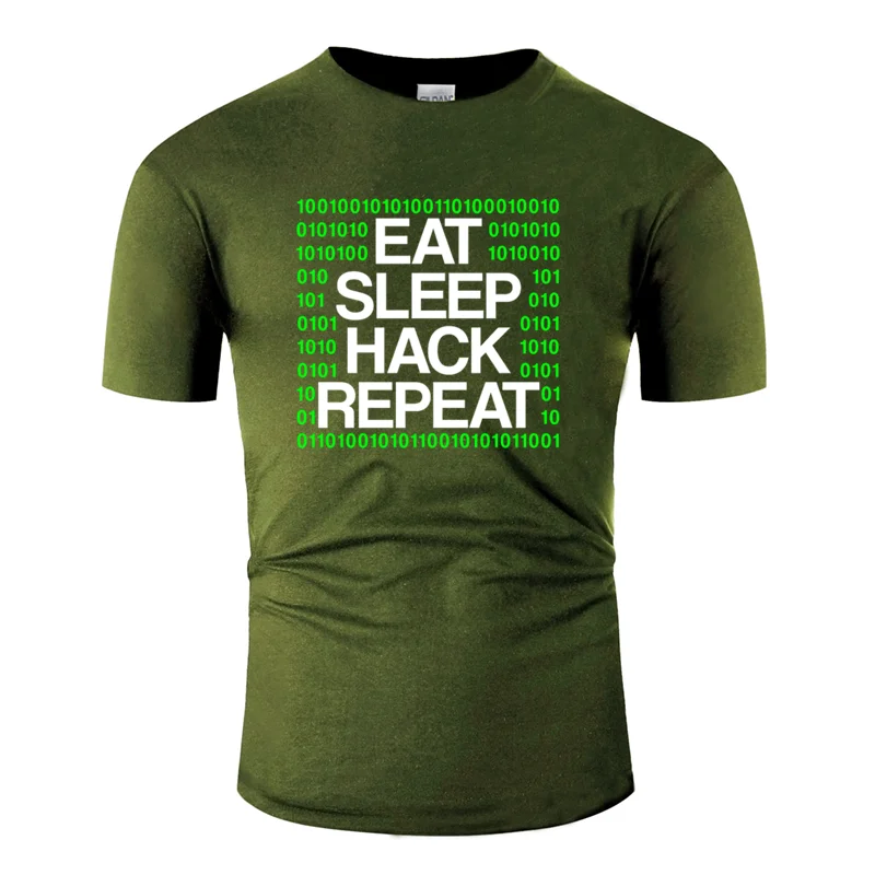 Новая модная дышащая футболка программиста eat sleep hack repeat it nerd для мужчин формальная Мужская футболка унисекс Comics Tee top