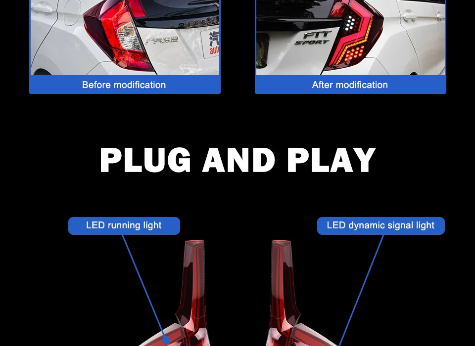 Автомобильный Стайлинг задний фонарь для Honda Fit задний светильник s- Джаз светодиодный задний светильник светодиодный динамический сигнал поворота тормоза заднего хода авто