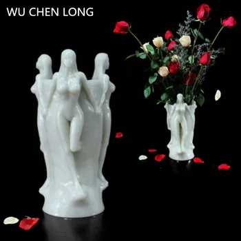 

WU CHEN LONG Creative Living Room Beauty Statue Nordic Human Body Vase Light Luxury Modern Art Sculpture Home Decor A1966