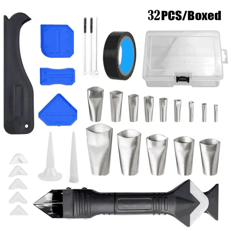 32pcs Metal Spatula Nozzle Silicone Caulking Tools Sealant Finishing Grout Kit Silicone Sealant