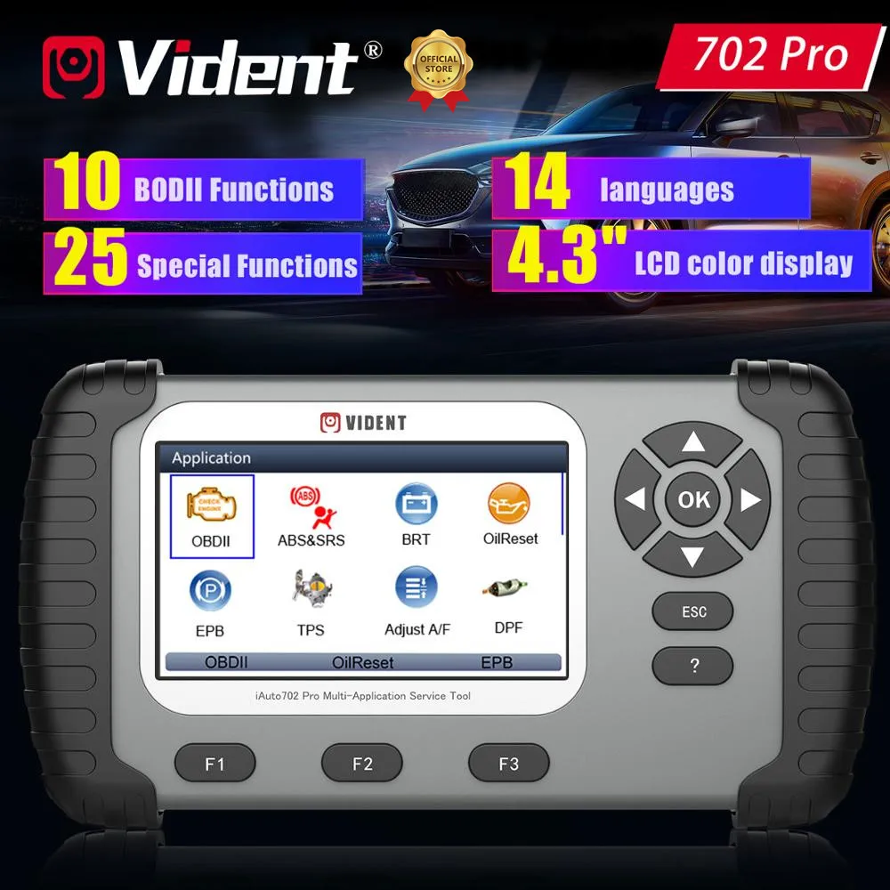 VIDENT iAuto702 Pro OBD2 Diagnostic Tool ABS SRS TPMS SAS DPF Injector BRT Oil 25 Reset Service Automotive Scanner