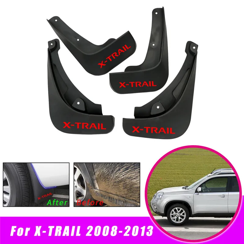 Брызговики для Nissan X-Trail 2008-2013 Брызговики автомобильные аксессуары 4 шт - Цвет: Красный