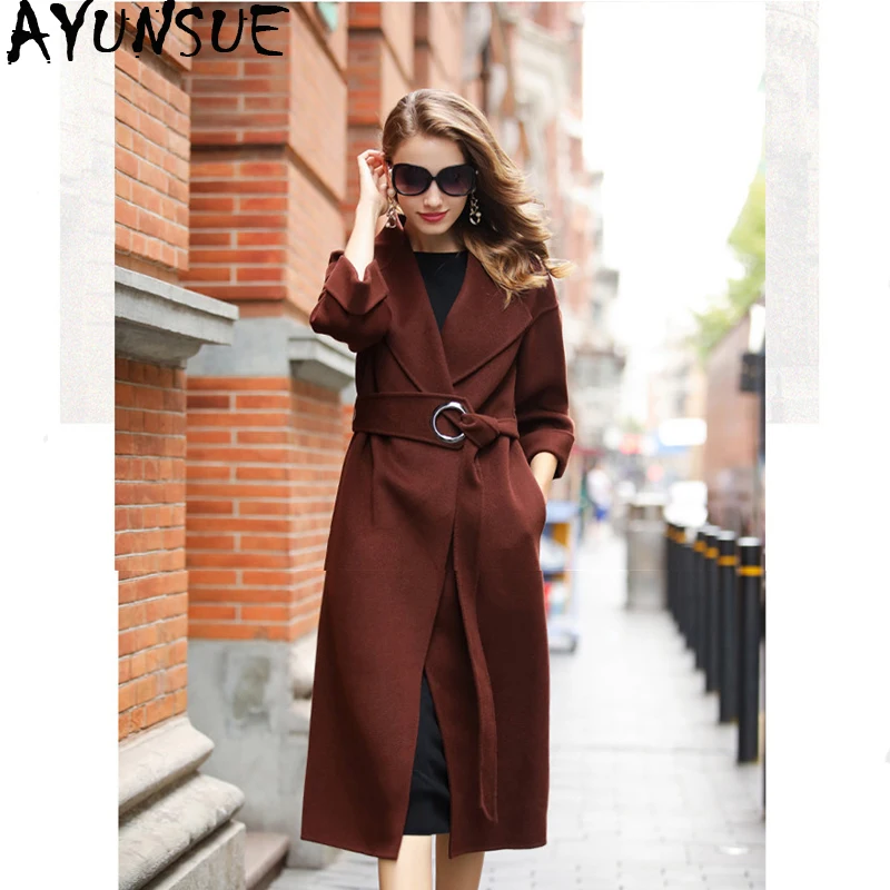 

AYUNSUE 100% Wool Coat Female Jacket 2019 Winter Jacket Women Double Side Woolen Coats Korean Long Jackets Chaqueta Mujer MY3980