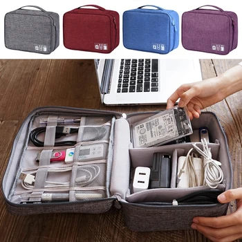 

Travel USB Data Cable Earphone Wire Pen Power Bank Storage Bag Organizer Portable Travel Kit Case Pouch Waterproof Digital Bag
